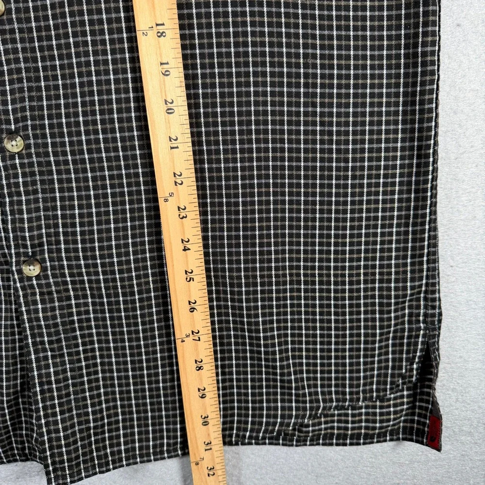 The North Face Mens Large Black White Grid Check Long Sleeve Button Down Shirt